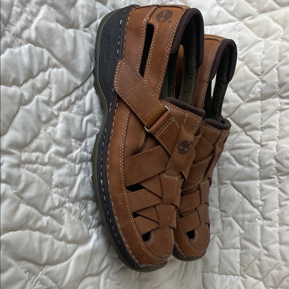 Timberland Men's Tan Leather Sandals Size 8M - Picture 10 of 11